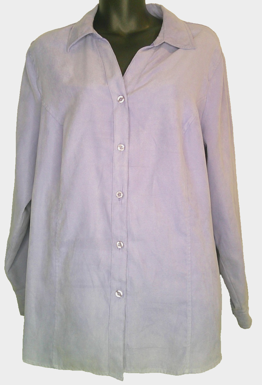 White Stag Woman Long Sleeve Button-down 1x/16W Periwinkle V-Neck Blouse